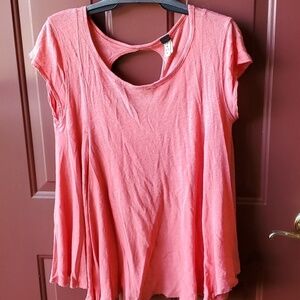 Free People coral lightweight swing tee cap sleeve XS p2p 23.5